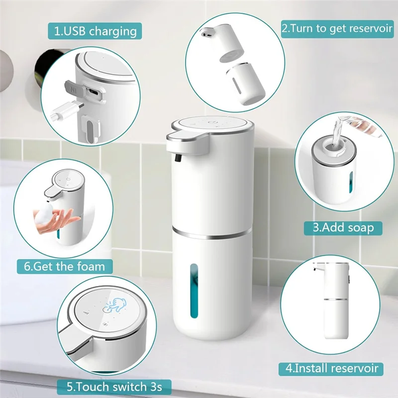 Automatic Foaming Soap Dispenser Bathroom Smart Washing Hand Machine With USB Rechargeable White ABS Plastic High Quality-[2025]