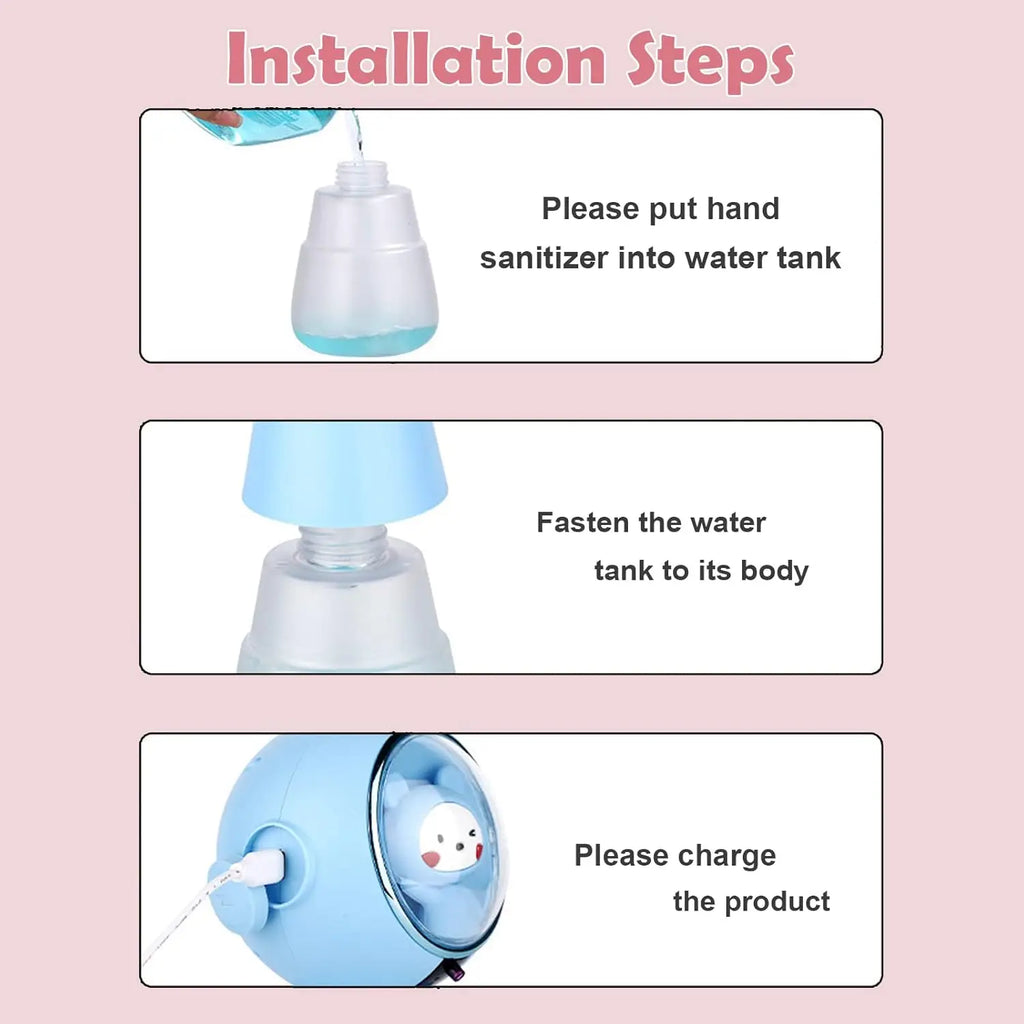 Children Cartoon Hand Sanitizer Automatic Dispenser Rechargeable Soap Dispenser 3 Color Breathing Light Body Wash Shampoo Bottle