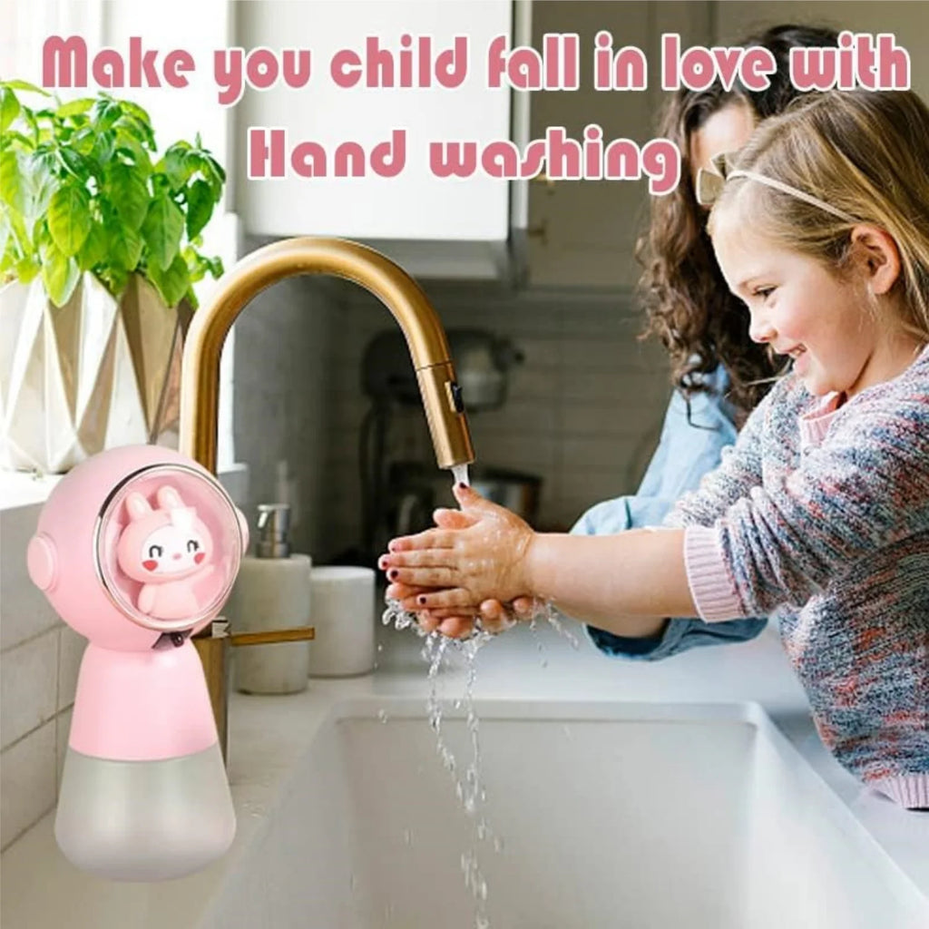 Children Cartoon Hand Sanitizer Automatic Dispenser Rechargeable Soap Dispenser 3 Color Breathing Light Body Wash Shampoo Bottle