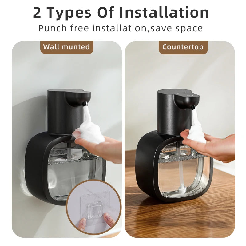 New Wall Mounted Automatic Soap Dispenser Foam Smart Hand Washing Machine 500ml Liquid Rechargeable Bathroom Induction Sensor