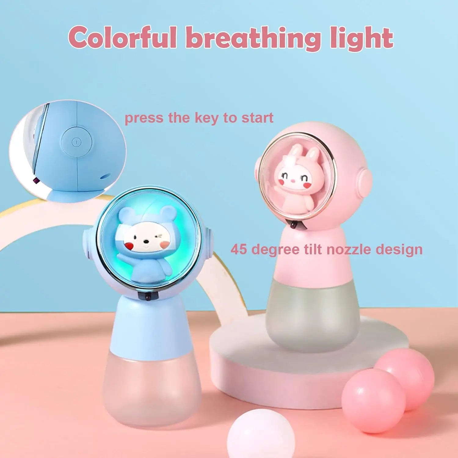 Children Cartoon Hand Sanitizer Automatic Dispenser Rechargeable Soap Dispenser 3 Color Breathing Light Body Wash Shampoo Bottle