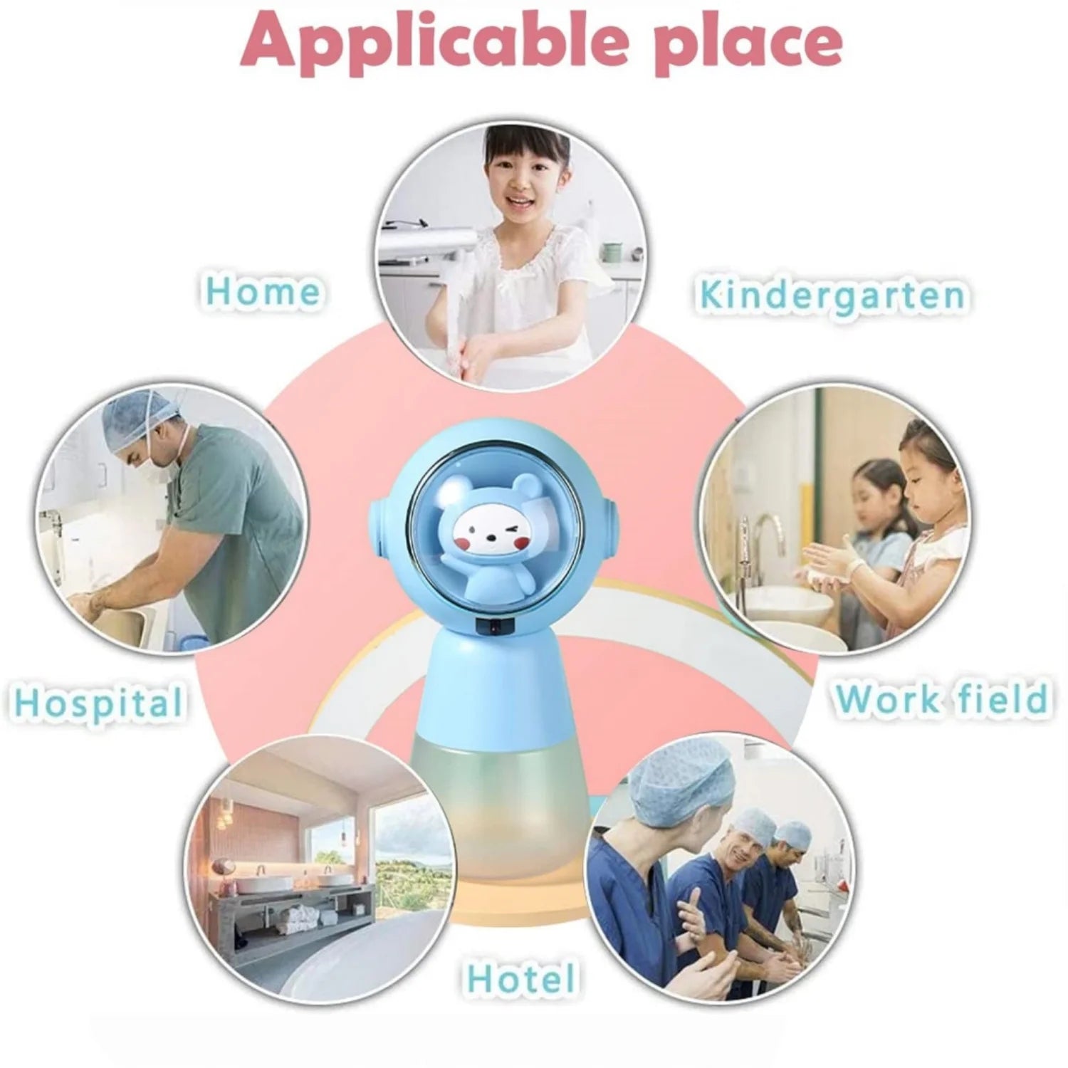 Children Cartoon Hand Sanitizer Automatic Dispenser Rechargeable Soap Dispenser 3 Color Breathing Light Body Wash Shampoo Bottle